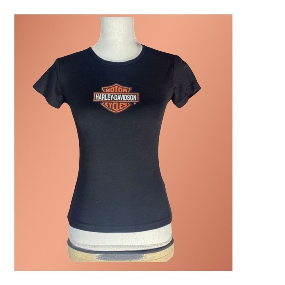 Harley-Davidson Black Orange & White Las Vegas Short Sleeve T-Shirt Size Medium